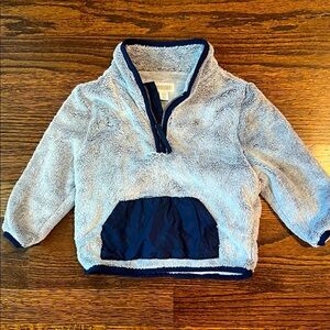 Gymboree Light Gray Fleece Pullover with Navy Trim